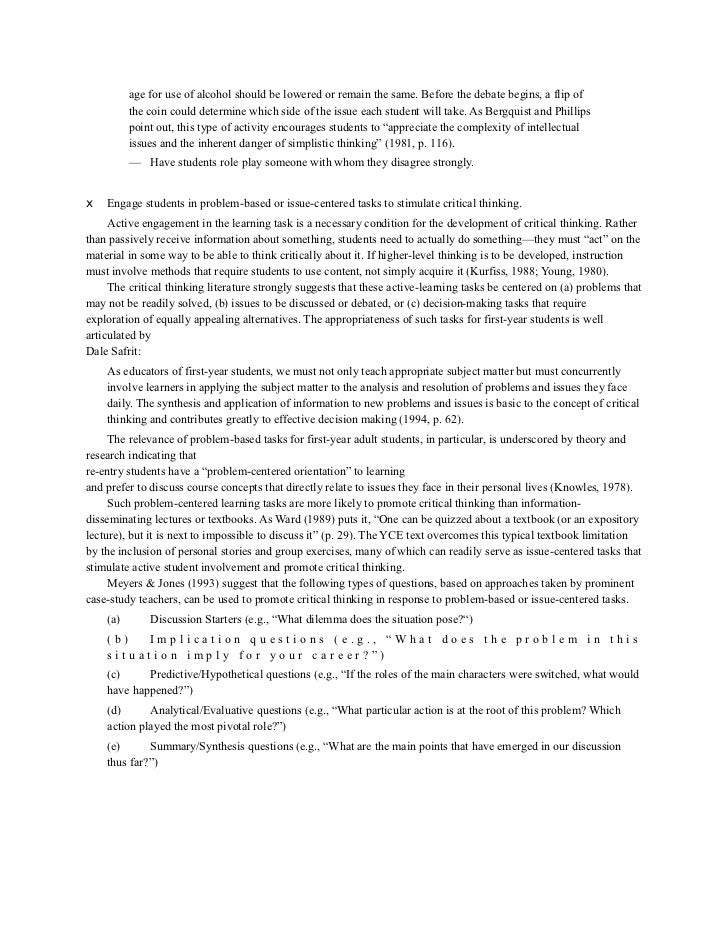 critical thinking analysis essay example