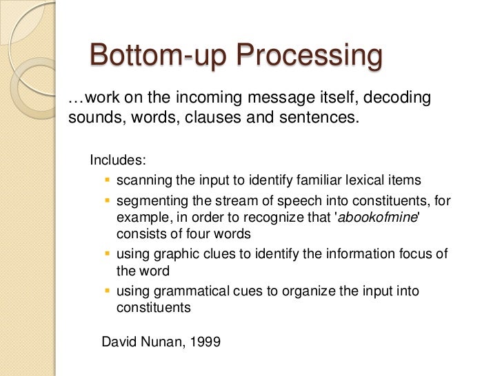 bottom up processing example in everyday life