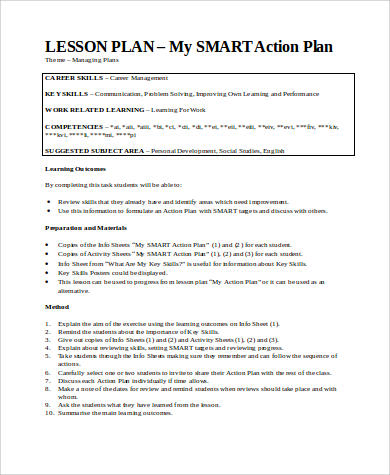 smart action plan example for students