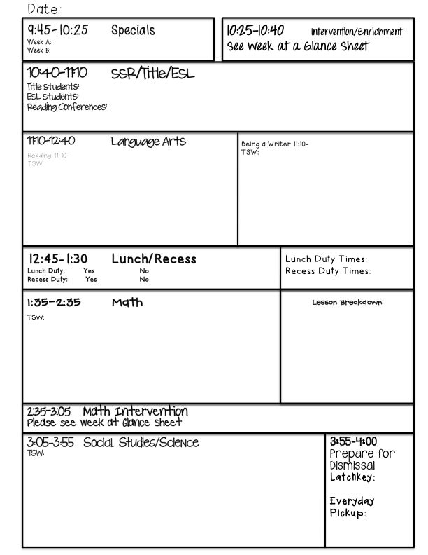 example of teacher lesson plan template