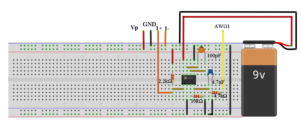 battery and dc power supply breadboard example