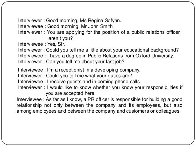example of job interview script