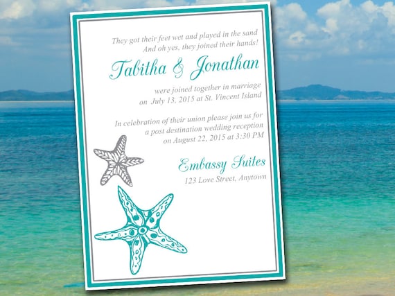 example of destination wedding invitation with reception