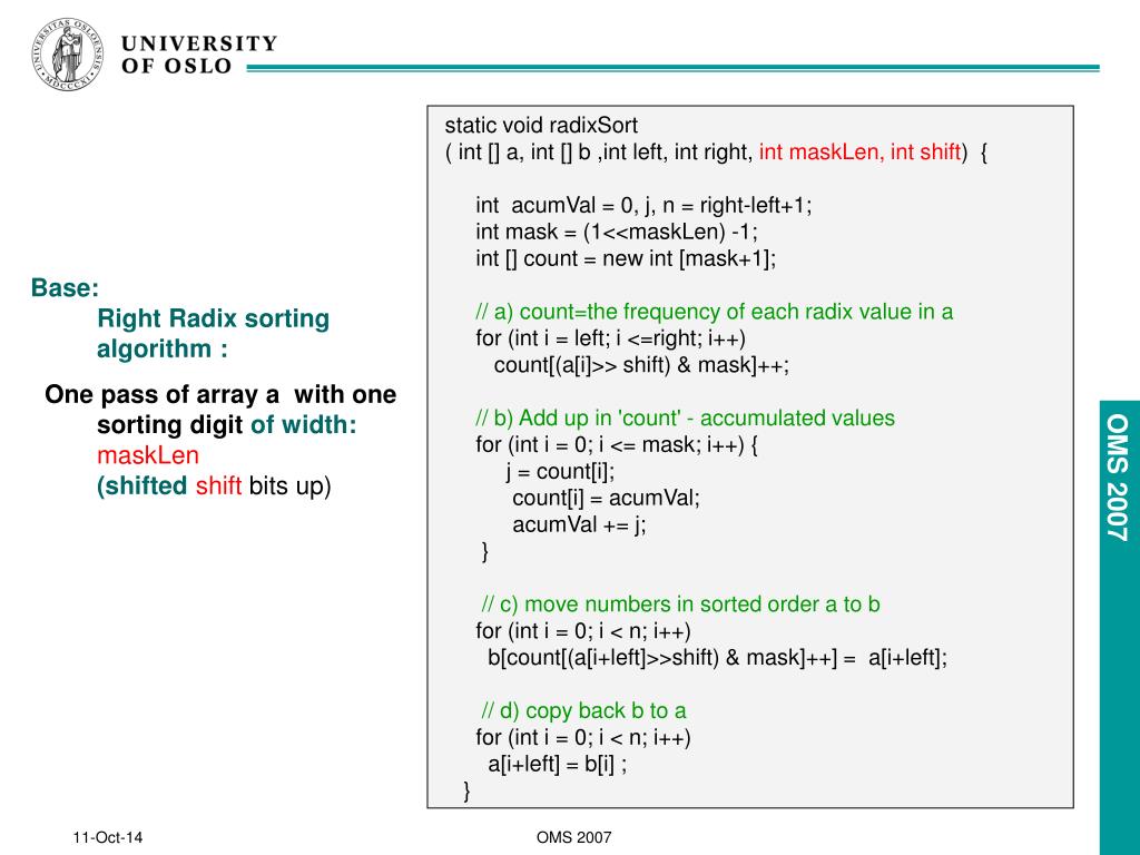 radix sort example in c