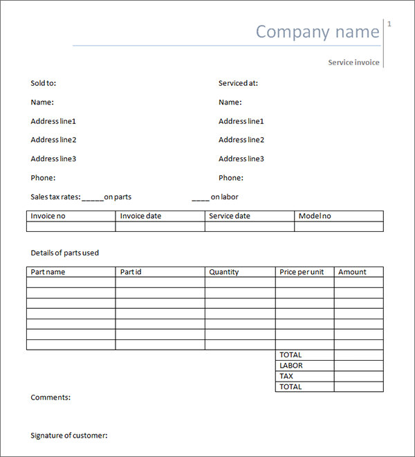 invoice of personal services example