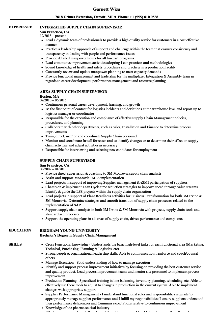 director of supply chain resume example