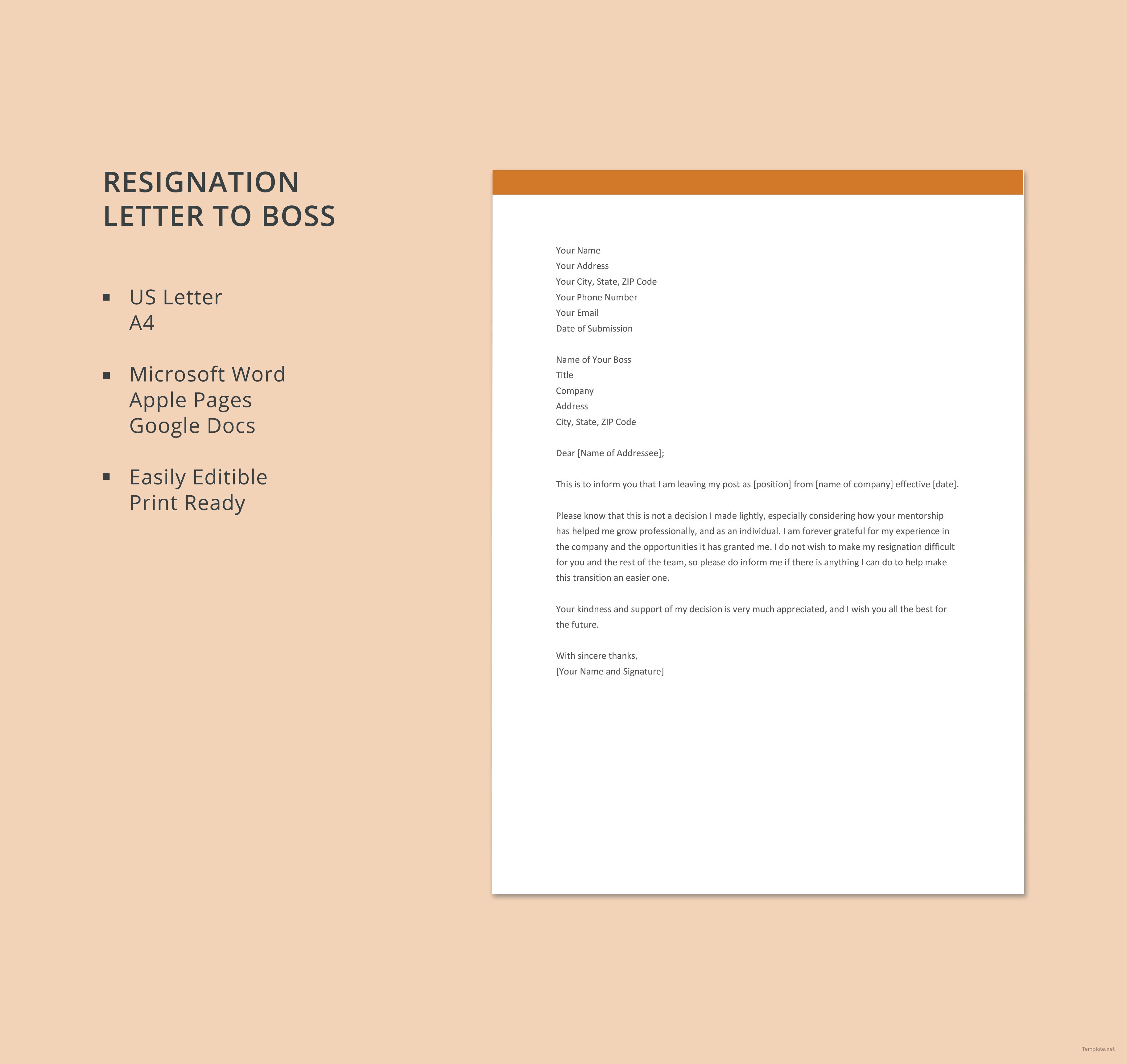 free example of a letter of resignation