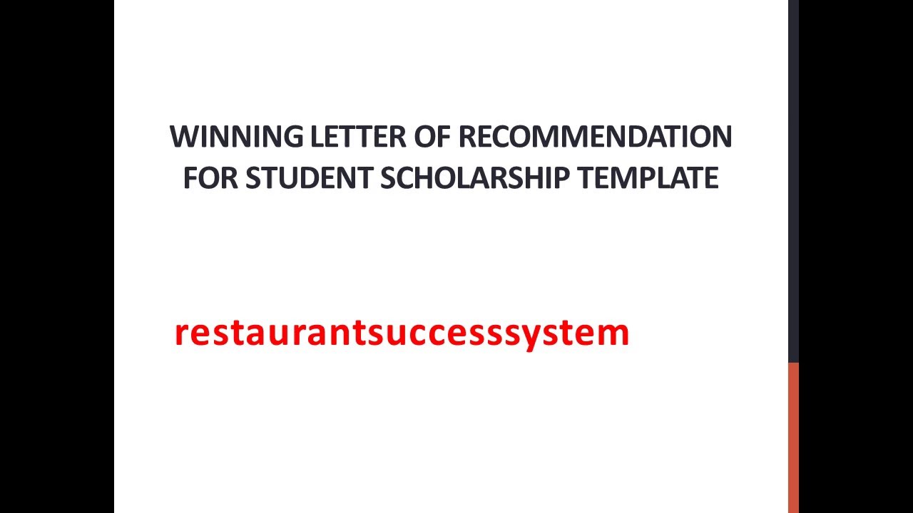 example of recommendation letter for scholarship