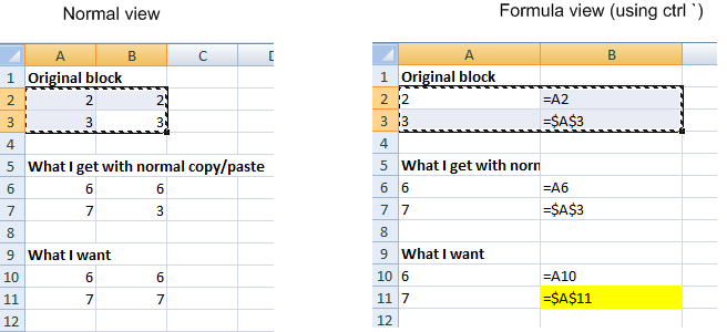 relative cell reference excel 2010 example