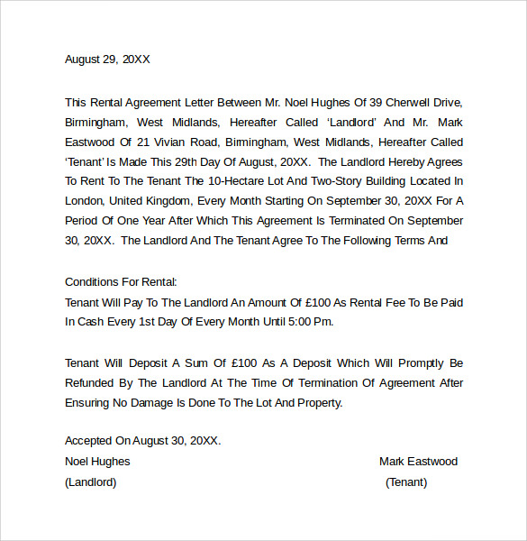 example letters tenants letter to lanlord on terminaton of lease
