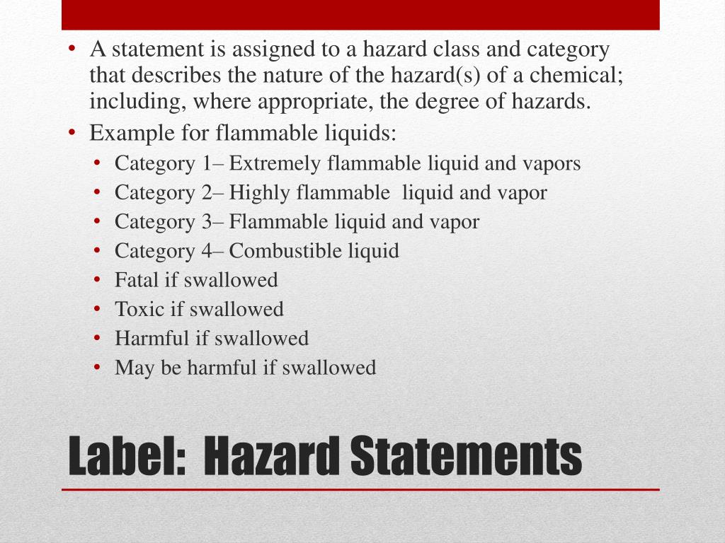 example of a hazard statement