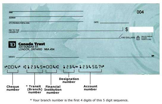 example of td bank voided check for direct deposit