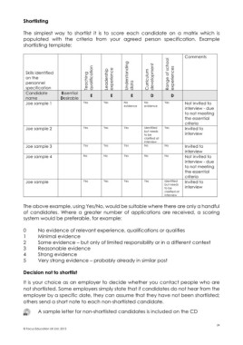 selection criteria for recruitment example