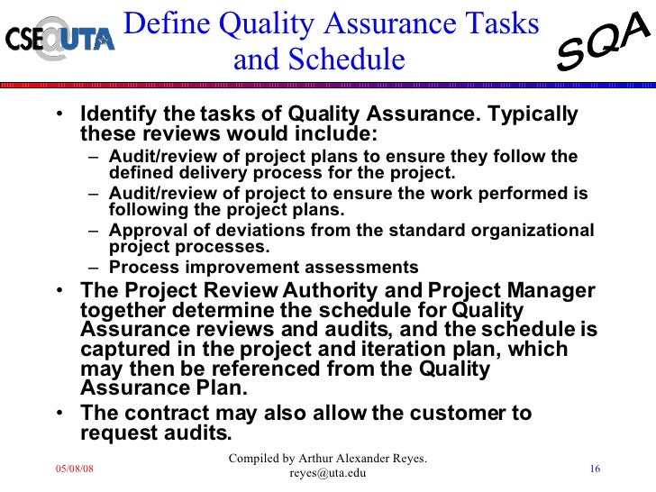 software development quality assurance plan example