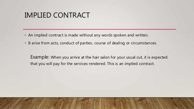 what is an example of an implied contract