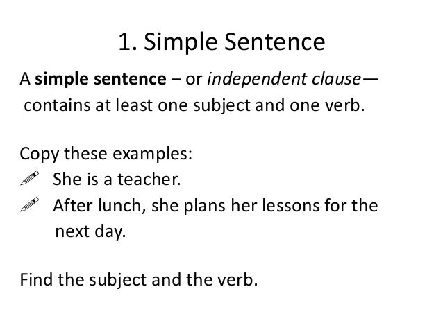 which is an example of a simple sentence